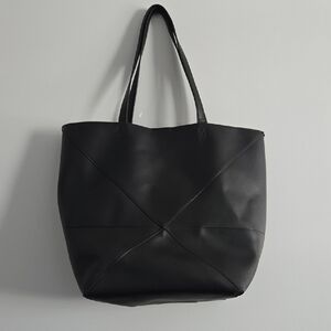 Loeve Puzzle Bag Copycat - Lauren Black Vegan Leather Puzzle Foldable Tote Bag
